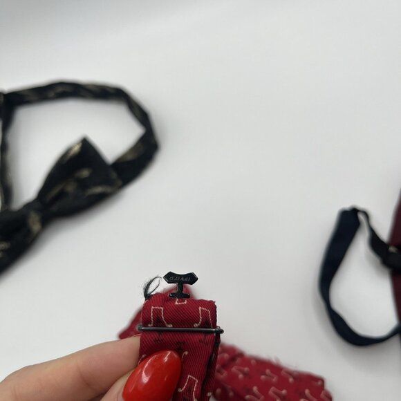 Vintage Silk Pretied Bow Ties Adjustable Lot Of 4 Patterned Retro Formalwear - Picture 6 of 9